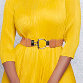 Ring Clasp Elastic Belt - Tan
